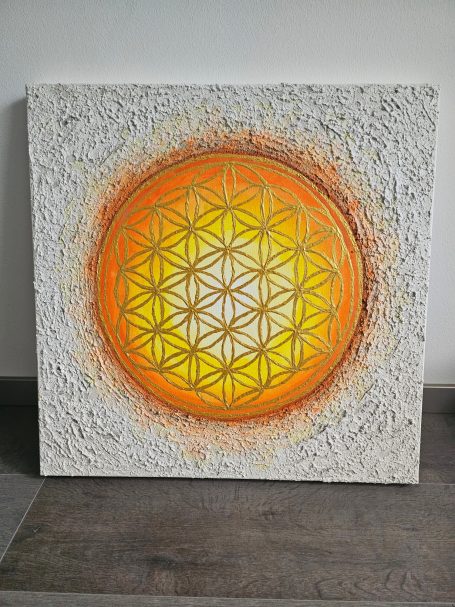 60 x 60 cm, Acryl, Marmormehl und Acrylat. Preis: 500 ,- €