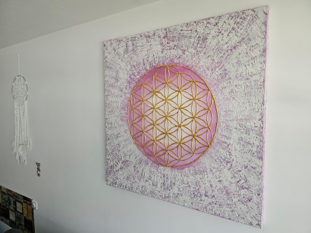 100 x 100 cm, Acryl, Marmormehl und Acrylat. Preis: 1000,- €